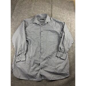 ROCHESTER Dress Shirt 18.5 36/37 Men's Long Sleeve Egyptian Cotton Gray Plaid